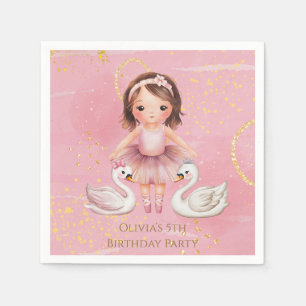 Blush Pink Gold Ink Ballerina 00th Birthday Party Napkin
