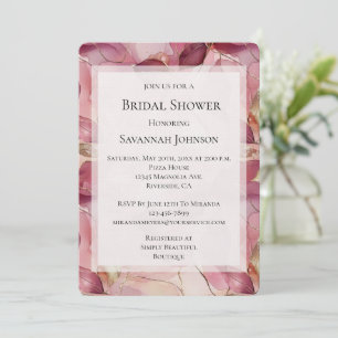 Blush Pink Gold Leaves Bridal Shower Invitation