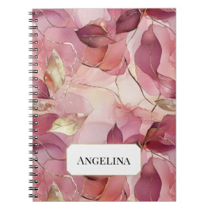 Blush Pink Gold Leaves  Notebook