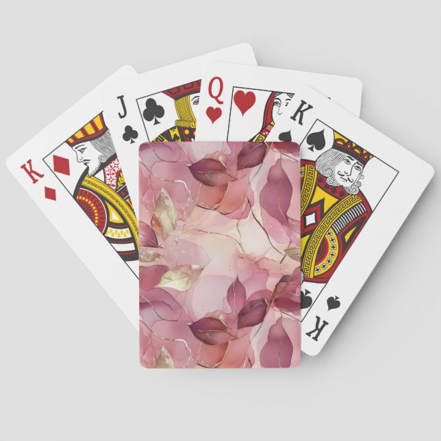 Blush Pink Gold Leaves  Playing Cards (Back)