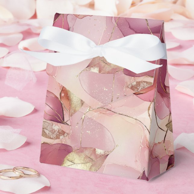 Blush Pink Gold Leaves Wedding Favour Box (Wedding)