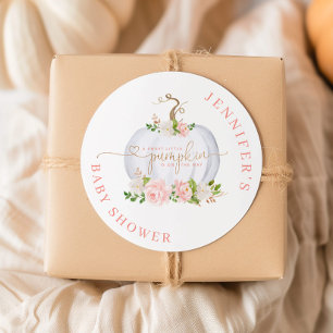 Blush pink gold Little pumpkin Classic Round Sticker