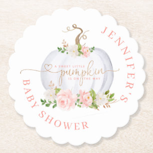 Blush pink gold Little pumpkin Paper Coaster