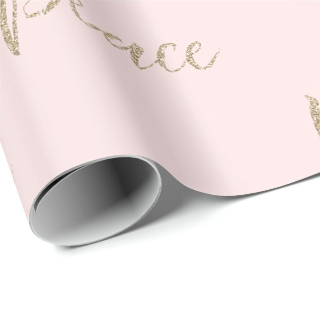 Blush Pink Gold Luxe Glitter Peace       Wrapping Paper (Roll Corner)