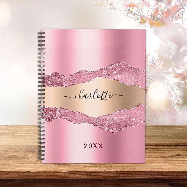 Blush pink gold metal agate marble name 2022 planner (Creator Uploaded)