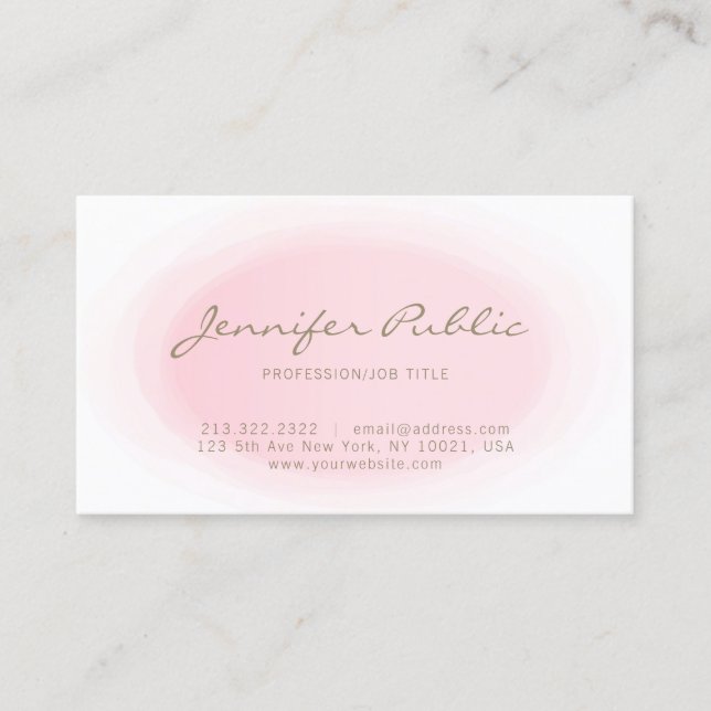 Blush Pink Gold Minimalist Elegant Design Trendy Business Card (Front)