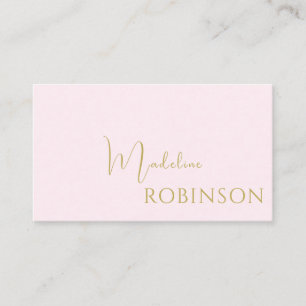 Blush Pink Gold Minimalist Elegant Script Business Card