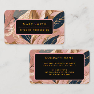 Blush Pink Gold Modern Boho Leaves Collection Business Card