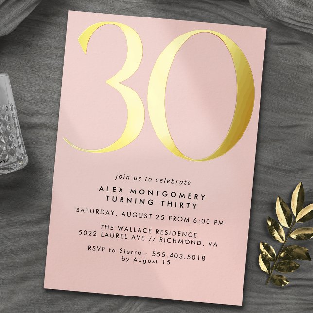 Blush Pink & Gold | Modern Girly 30th Birthday (Creator Uploaded)