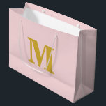 Blush Pink & Gold Modern Letter Monogram Large Gift Bag<br><div class="desc">Stylish and modern gift bag featuring a bold monogram design. Perfect for any occasion — weddings,  birthdays,  or special celebrations. Personalise it with your own initial and colour for a touch of elegance and charm.</div>