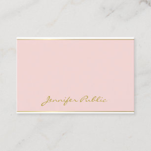 Blush Pink Gold Modern Template Handwritten Script Business Card