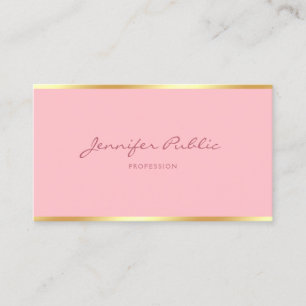 Blush Pink Gold Modern Template Handwritten Script Business Card