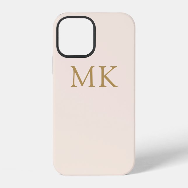 Blush Pink Gold Monogram iPhone Case (Back)