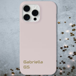 Blush pink gold monogram monochrome minimal simple iPhone 15 pro max case