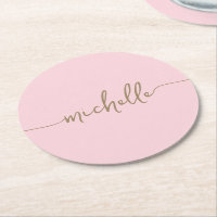 Blush Pink Gold Monogram Name Script Signature