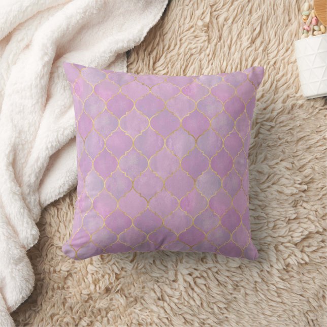 Blush Pink Gold Moroccan Pattern  Cushion (Blanket)