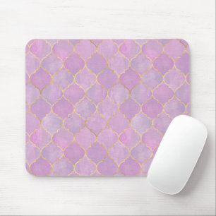 Blush Pink Gold Moroccan Pattern  Mouse Pad