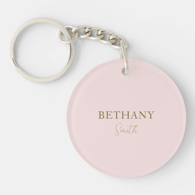 Blush Pink Gold Name Key Ring (Front)
