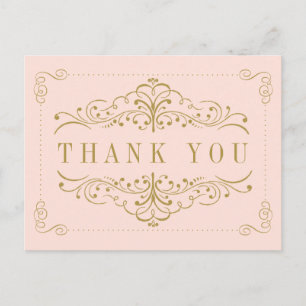 Blush Pink & Gold Ornate Swirl Bridal Shower Postcard