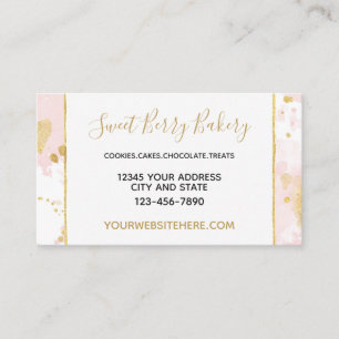 Blush Pink Gold Paint Splatters Business Card