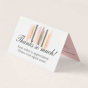 Blush Pink & Gold Paint Stroke Chic Thank You Card