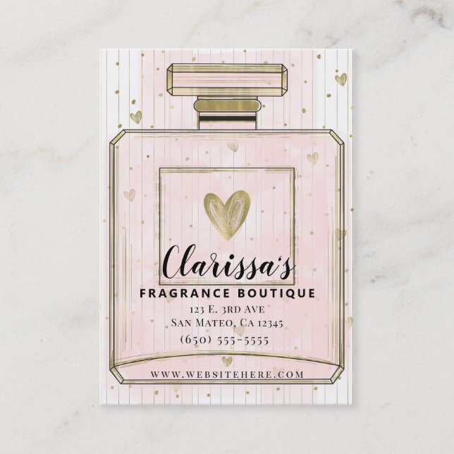 Blush Pink & Gold Paris Parfum Fragrance Boutique Business Card (Front)