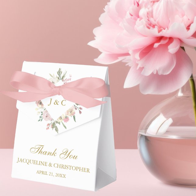 Blush Pink Gold Peony Floral Garden Wedding Favour Box (Creator Uploaded)