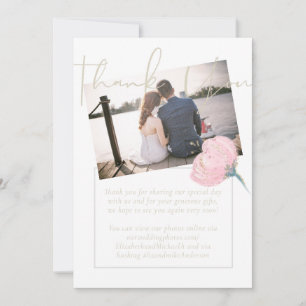 Blush Pink Gold Photo Thank You Wedding Card