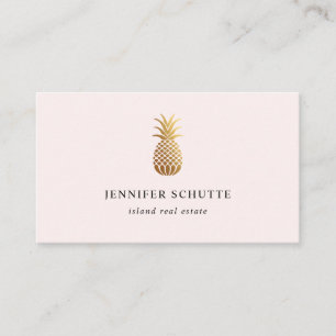 Blush Pink Gold Pineapple Island Real Estate Agent Business Card