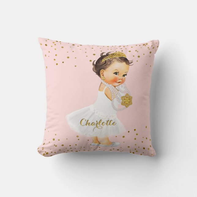 Blush Pink Gold Princess Nursery | Baby Girl Name Cushion (Front)