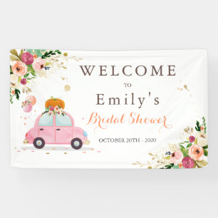 Blush Pink & Gold Pumpkin Drive By Bridal Shower Banner