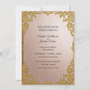 Blush Pink Gold Rococo Wedding Invitation