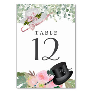 Blush Pink Gold Romantic Floral Wedding Table Number