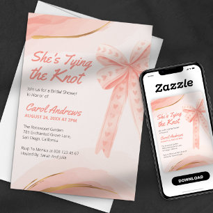 Blush Pink Gold She's Tying the Knot Bridal Shower Invitation