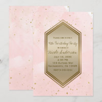 Blush Pink Gold Splatter Glam Birthday Party Event