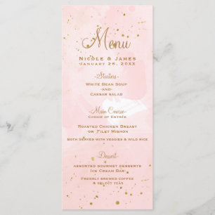 Blush Pink & Gold Splatter Modern Wedding Menu