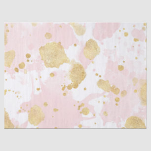 Blush Pink Gold Splatters Abstract Tissue Paper