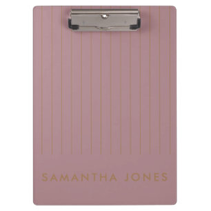Blush Pink Gold Stripe Personalised Classic Clipboard