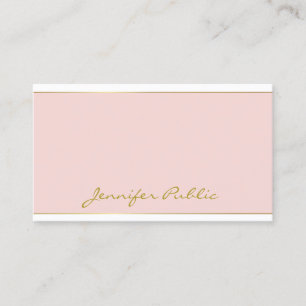 Blush Pink Gold Template Handwritten Script Chic Business Card