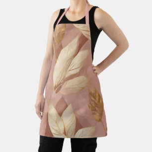 Blush Pink Gold Trendy Boho Leaves Collection Apron