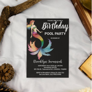 Blush Pink Gold Turquoise Mermaid Tail Pool Party Postcard