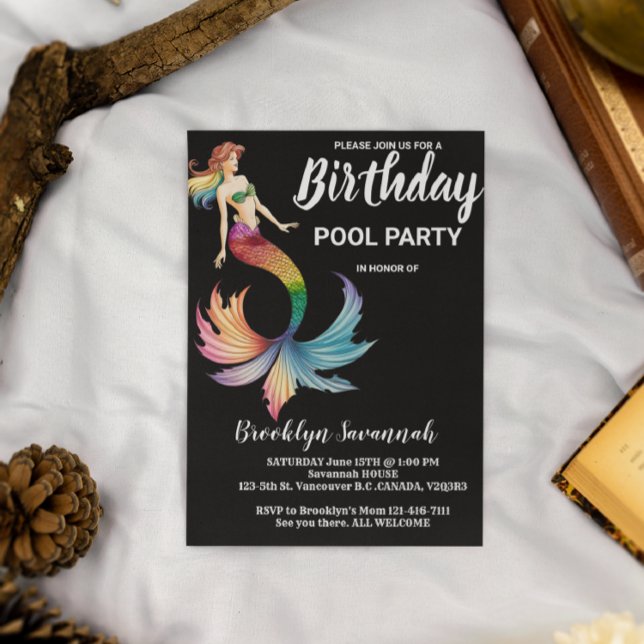 Blush Pink Gold Turquoise Mermaid Tail Pool Party Postcard (Creator Uploaded)