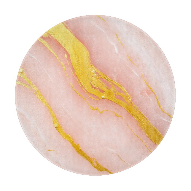 Blush Pink Gold Veined Marble Cutting Board (Front)