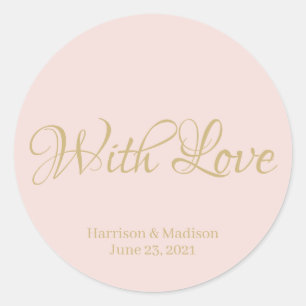 Blush pink gold Wedding gift favour tag stickers