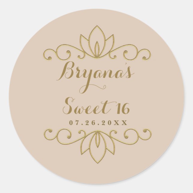 Blush Pink & Gold White Pearl Elegant Party Favour Classic Round Sticker (Front)