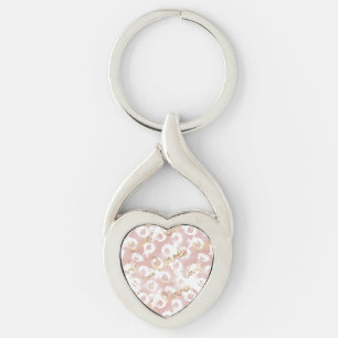 Blush Pink Gold White XOXO Love Key Ring