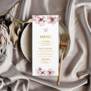 Blush Pink Golden Flora lQuinceañera  Menu