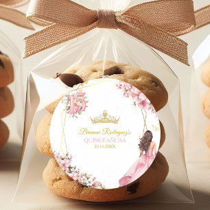 Blush Pink Golden Tiara Floral Butterflies Sticker