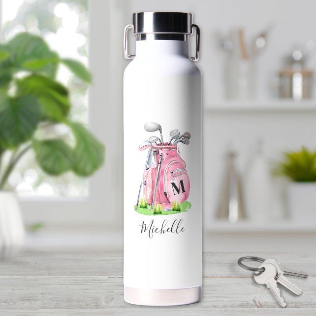 Blush Pink Golf Monogram Water Bottle (Blush Pink Golf Monogram Water Bottle)