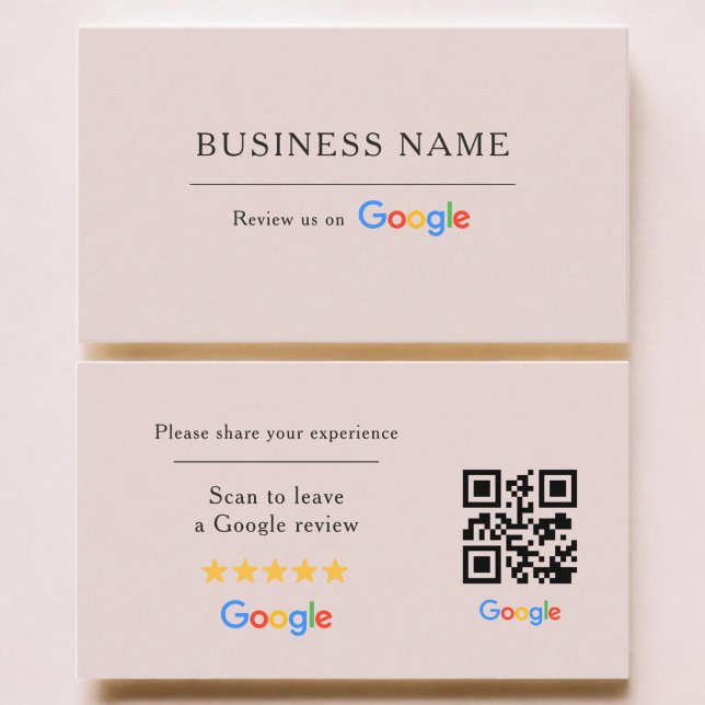 Blush Pink Google Review QR Code Spa Salon Business Card (Creator Uploaded)